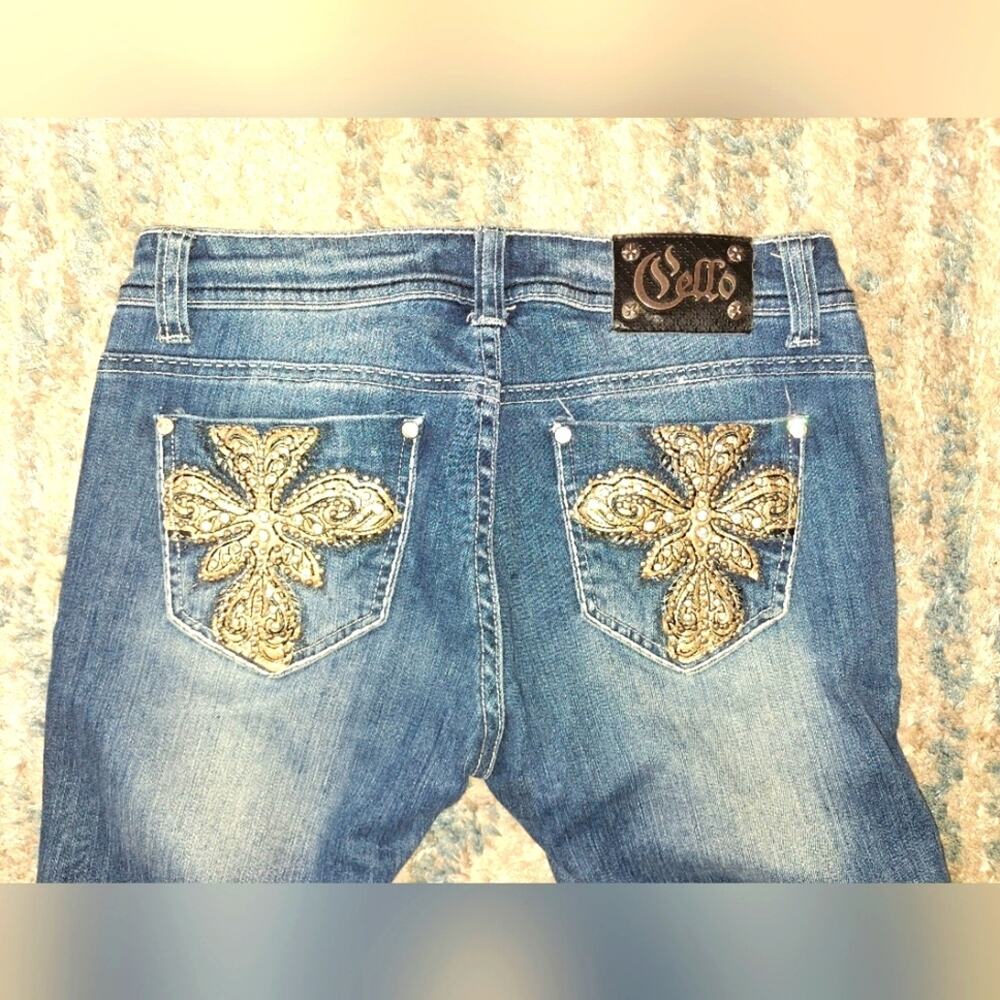 Cello Bling Pockets Bootcut Blue Jeans EUC sz 6